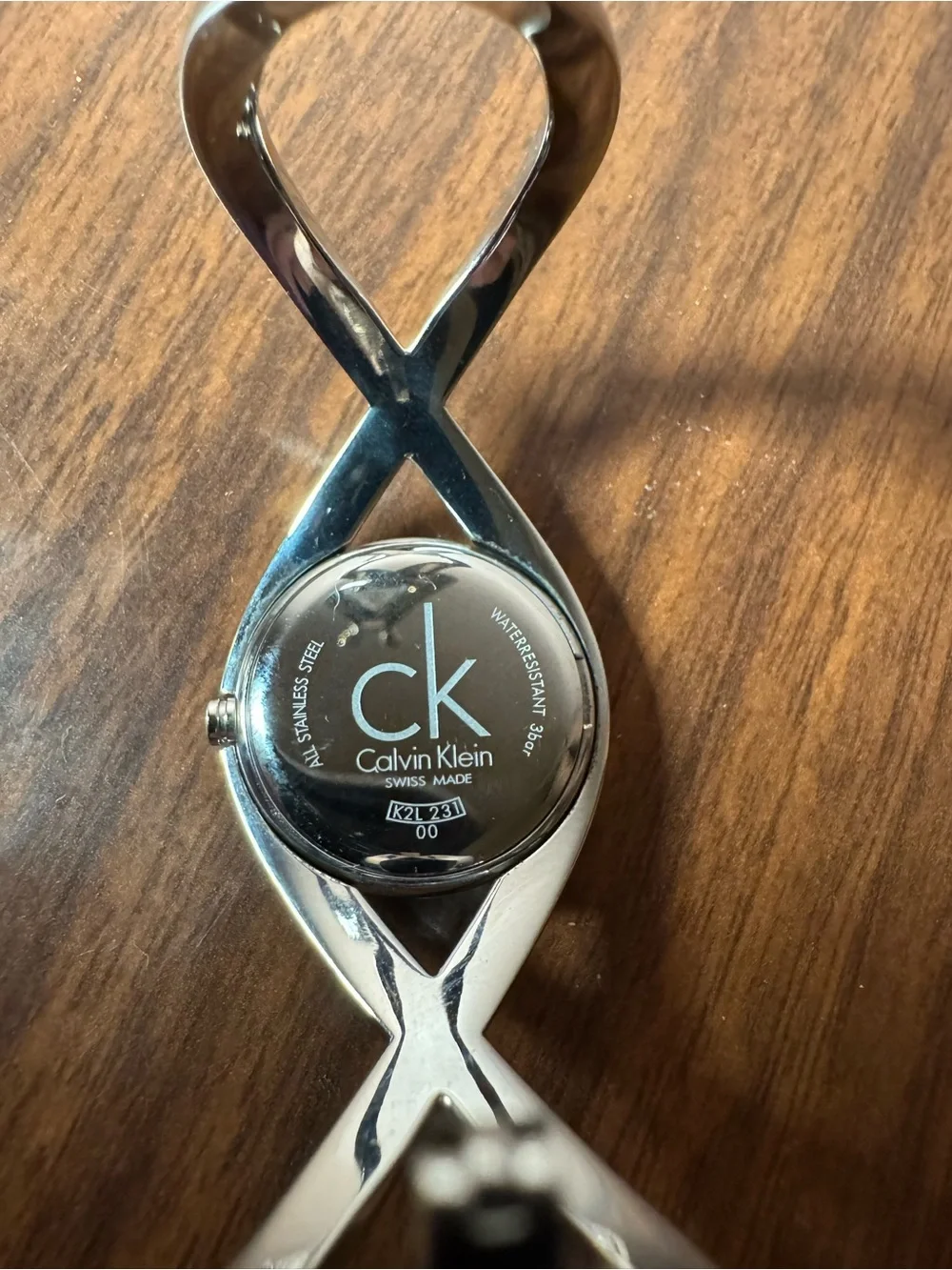 Calvin Klein K2L231 Women's Silver Bangle Quartz Watch Black Dial 30m